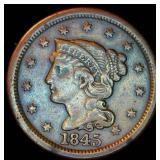 1845 VF+ Braided Hair Large Cent, Original Surfaces