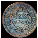 1845 VF+ Braided Hair Large Cent, Original Surfaces
