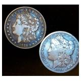 (2) Circulated Morgan Silver Dollars