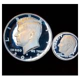 2019-S Silver Proof Half Dollar & 2000-S Silver Proof Dime, both .999 Fine