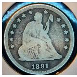 1891 Liberty Seated Quarter, Original Surfaces