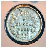 1881 H Canada Silver Nickel