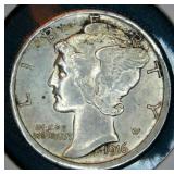XF 1916 S Mercury Dime, Original Surfaces w/Luster