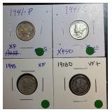 (4) Better Quality Mercury Dimes