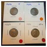 Collection of (4) Wheat Cents