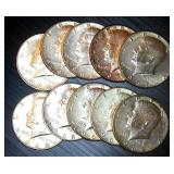 (10) 40% Silver Kennedy Half Dollars