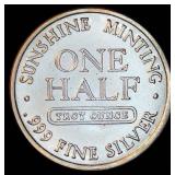 BU 1/2 oz .999 Sunshine Minting Silver Round
