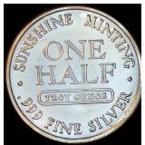 BU 1/2 oz .999 Sunshine Minting Silver Round