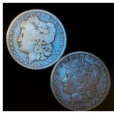 (2) Circulated Silver Morgan Dollars (actual coins pictured)
