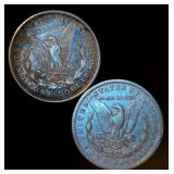 (2) Circulated Silver Morgan Dollars (actual coins pictured)