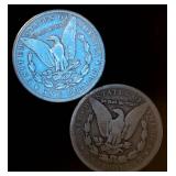(2) Circulated Silver Morgan Dollars (actual coins pictured)