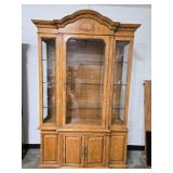 Tall Glass Display China Cabinet with Lighting and Storage, 85x50x15 Inches