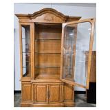 Tall Glass Display China Cabinet with Lighting and Storage, 85x50x15 Inches