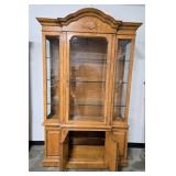 Tall Glass Display China Cabinet with Lighting and Storage, 85x50x15 Inches