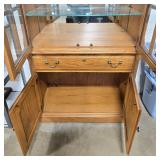 Oak China Cabinet with Glass Doors and Shelves, 81in x 36in x 17in