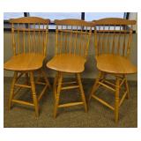 Set of 3 Wooden Spindle Back Counter-Height Chairs