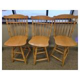 Set of 3 Wooden Spindle Back Counter-Height Chairs