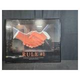 Motivational Framed Poster Rule #1 24x30 Handshake Customer Service Theme