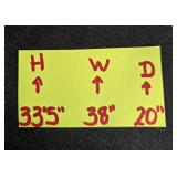 Wooden Two Drawer Filing Cabinet with Raised Top Shelf, 38 in Wide - no key