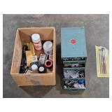 Vintage Wards Master Quality Metal Parts Cabinet with Hardware, Art Supplies and Brushes