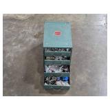 Vintage Wards Master Quality Metal Parts Cabinet with Hardware, Art Supplies and Brushes