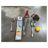 Group of Lawn and Garage Tools with Floor Mop and Car Wax