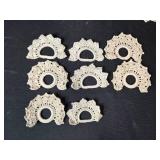 Collection of Crystal Candle Holders, Taper Candles, and Vintage Crochet Napkin Rings