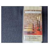 Collection of Crystal Candle Holders, Taper Candles, and Vintage Crochet Napkin Rings