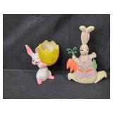 Easter Decor Lot with Bunny Figurines, Decorative Eggs, and MDF Plaque