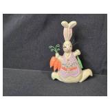 Easter Decor Lot with Bunny Figurines, Decorative Eggs, and MDF Plaque