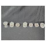 Collection of Sterling Silver Salt Spoons and Cambridge Crystal Salt Cellars - some with lids