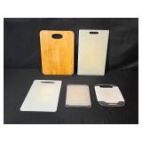 Set of 5 Cutting Boards Wood and Plastic Assorted Sizes