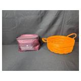 Household Organizer Lot with Longaberger Basket, Totes, Table Runners, and Storage Bins