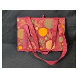 Household Organizer Lot with Longaberger Basket, Totes, Table Runners, and Storage Bins