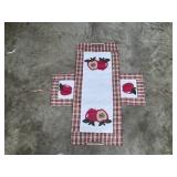 Household Organizer Lot with Longaberger Basket, Totes, Table Runners, and Storage Bins