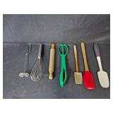 Collection of Kitchen Baking and Cooking Utensils with Tray and Accessories