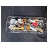 Collection of Kitchen Baking and Cooking Utensils with Tray and Accessories