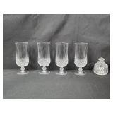 Set of 4 Crystal Stemmed Glasses with Matching Lidded Candy Dish