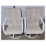 Pair of Swivel Patio Chairs with White Metal Frames