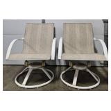 Pair of Swivel Patio Chairs with White Metal Frames