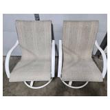 Pair of Swivel Patio Chairs with White Metal Frames