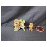 Wildlife Collector Lot: Owl Figurines, Decorative Plates, and Glass Mugs