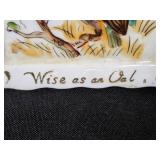 Wildlife Collector Lot: Owl Figurines, Decorative Plates, and Glass Mugs