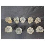 Collection of Vintage Pressed Glassware Goblets, Tumblers, and Green Serving Tray