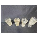 Collection of Vintage Pressed Glassware Goblets, Tumblers, and Green Serving Tray