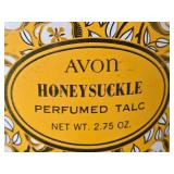 Collection of Vintage Perfume Bottles, Talc Tins, and Pilgrim Art Hand Decorated Tole Tray