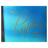 Collection of Vintage Perfume Bottles, Talc Tins, and Pilgrim Art Hand Decorated Tole Tray