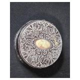 Collection of Vintage Perfume Bottles, Talc Tins, and Pilgrim Art Hand Decorated Tole Tray