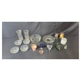 Mixed Glassware and Ceramic Collection Including Vintage Bowls, Vases, and Glasses