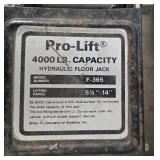 Automotive Shop Tool Lot: Pro-Lift 4000 lb Floor Jack, Jack Stand, Pro Sharpener, Miter Box